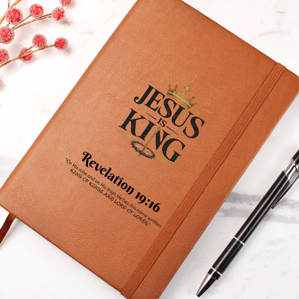 Jesus Is King Christian Journal | Faith-Based Vegan Leather Notebook