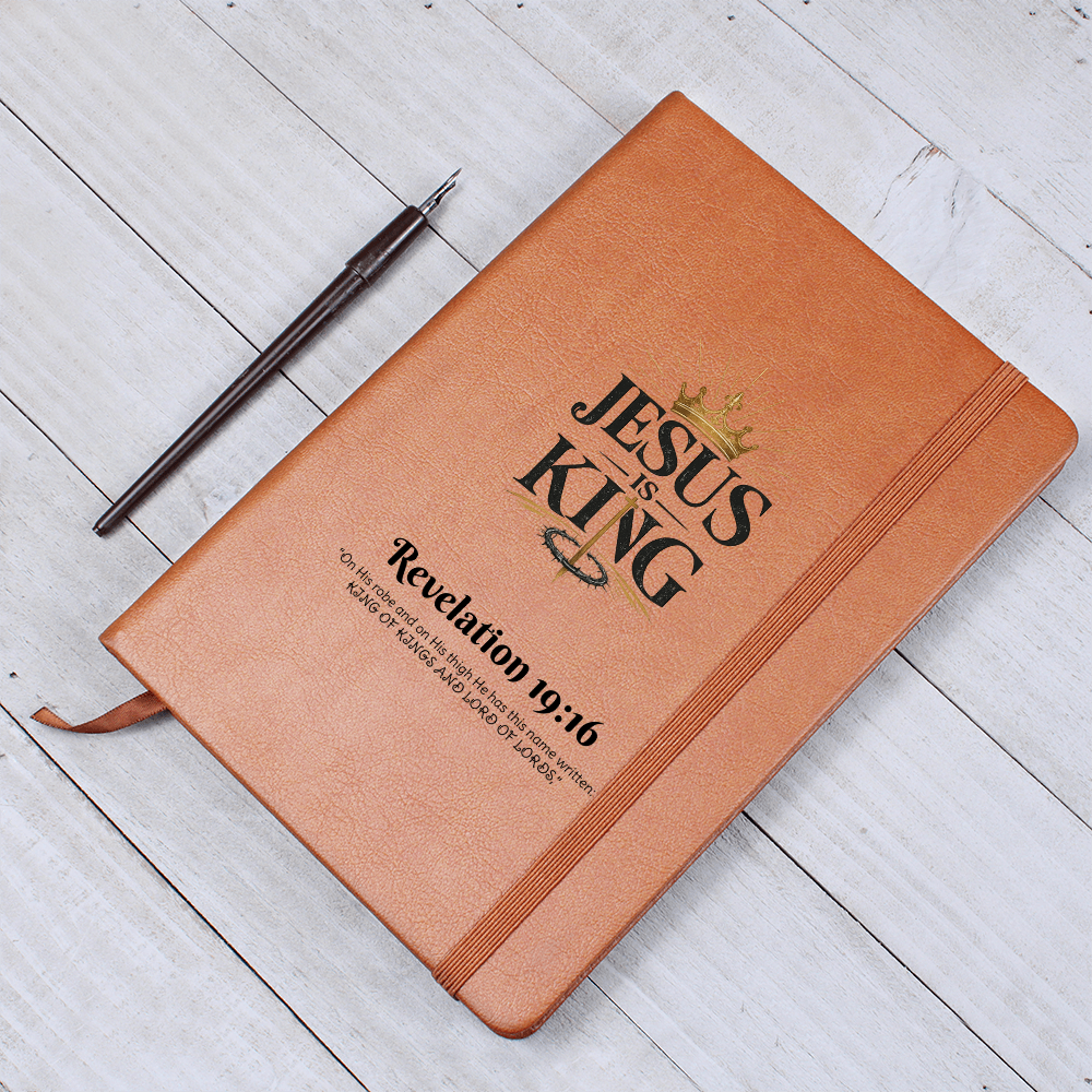 Jesus Is King Christian Journal | Faith-Based Vegan Leather Notebook