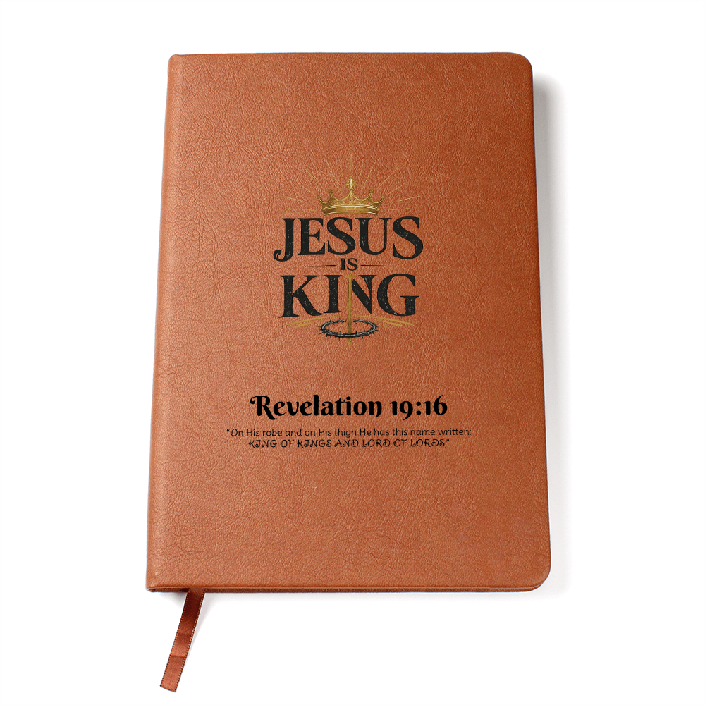 Jesus Is King Christian Journal | Faith-Based Vegan Leather Notebook