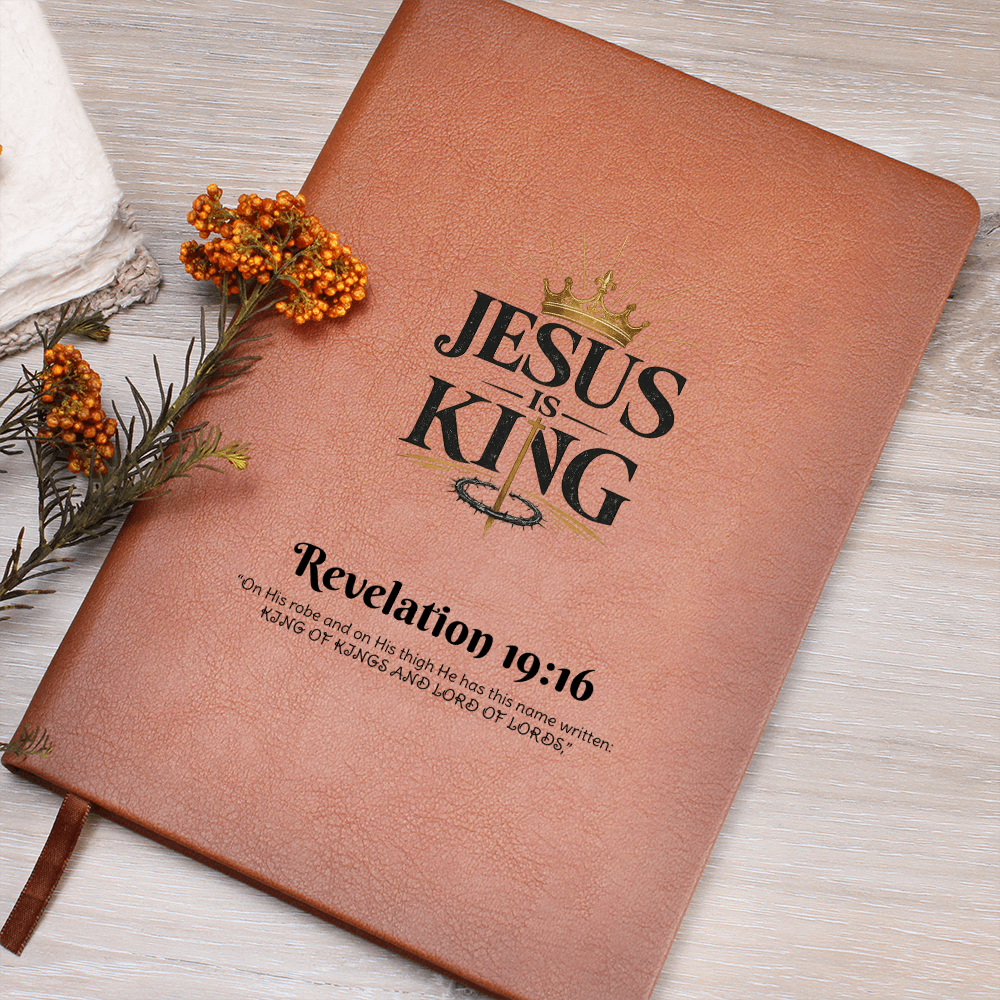 Jesus Is King Christian Journal | Faith-Based Vegan Leather Notebook