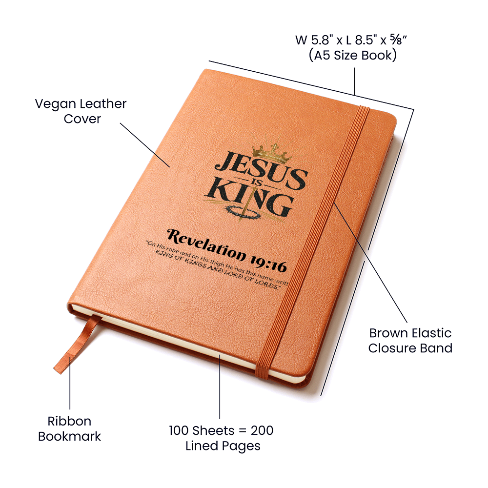 Jesus Is King Christian Journal | Faith-Based Vegan Leather Notebook
