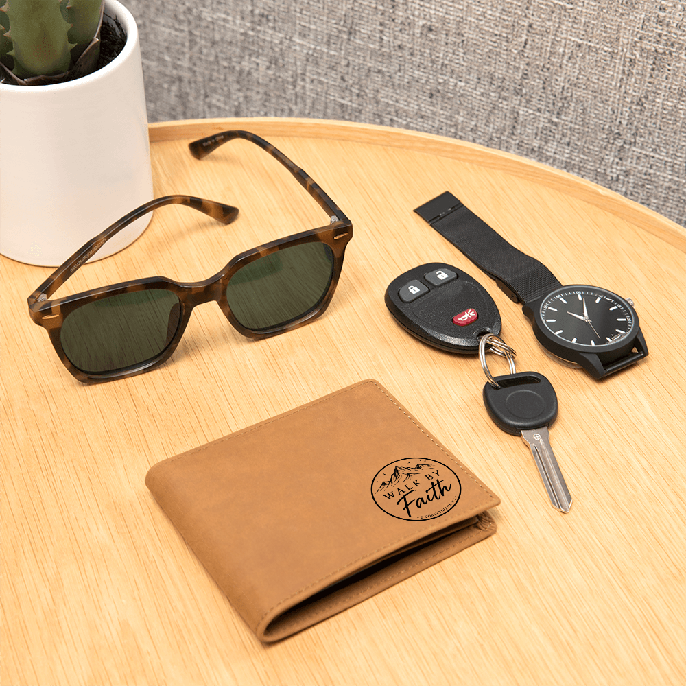 Walk By Faith Christian Leather Wallet | Men's Faith Bifold Wallet