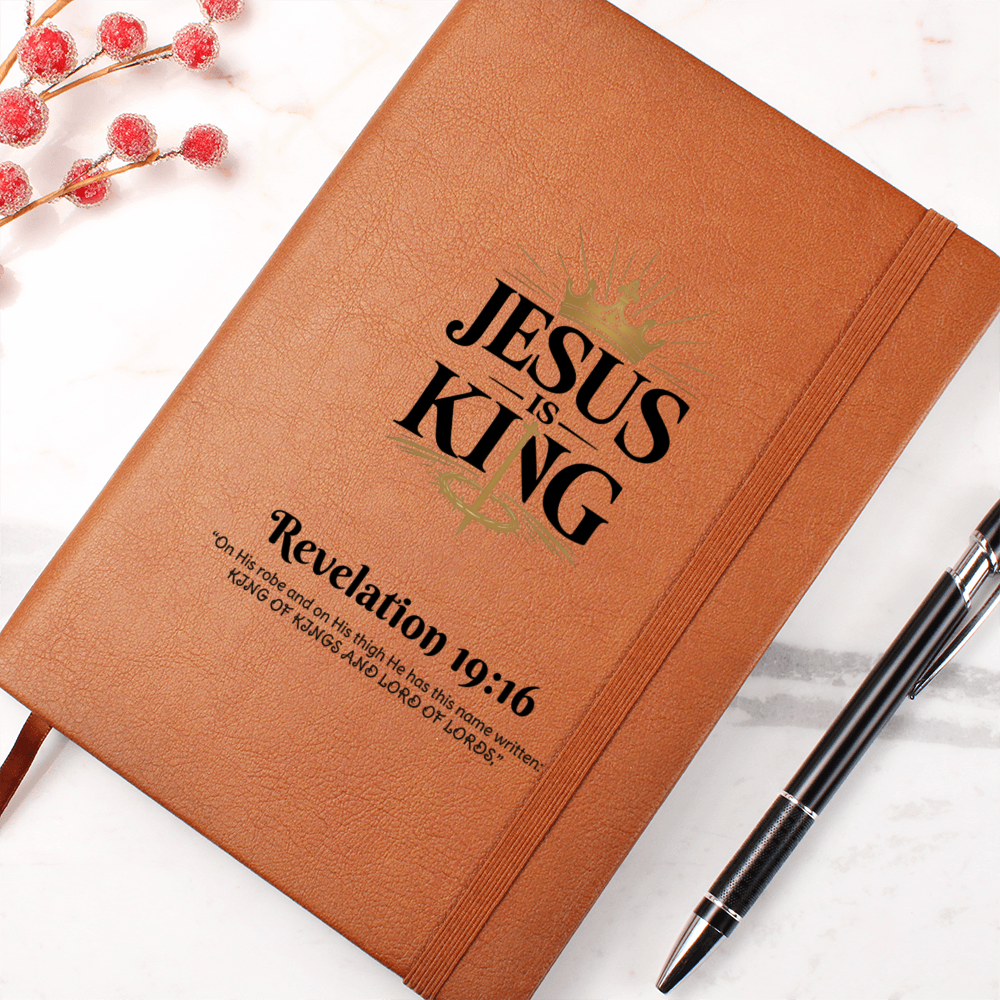 Jesus Is King Christian Journal | Faith-Based Vegan Leather Notebook