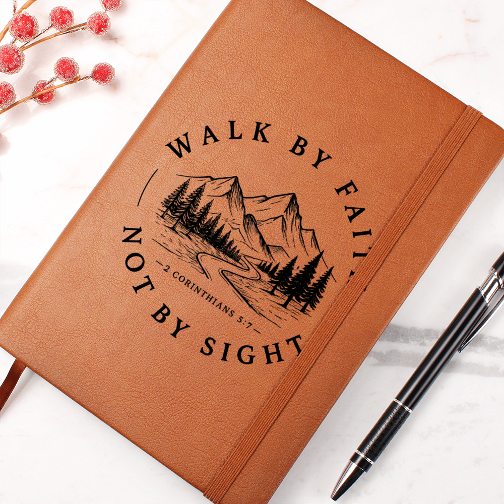Walk By Faith Christian Journal | Faith-Based Vegan Leather Notebook