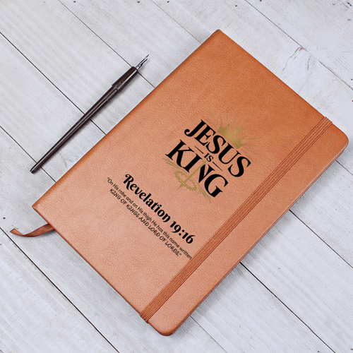 Jesus Is King Christian Journal | Faith-Based Vegan Leather Notebook