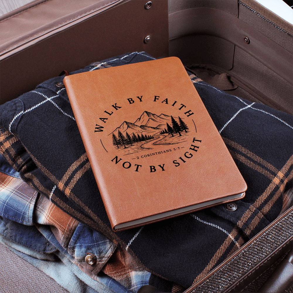 Walk By Faith Christian Journal | Faith-Based Vegan Leather Notebook