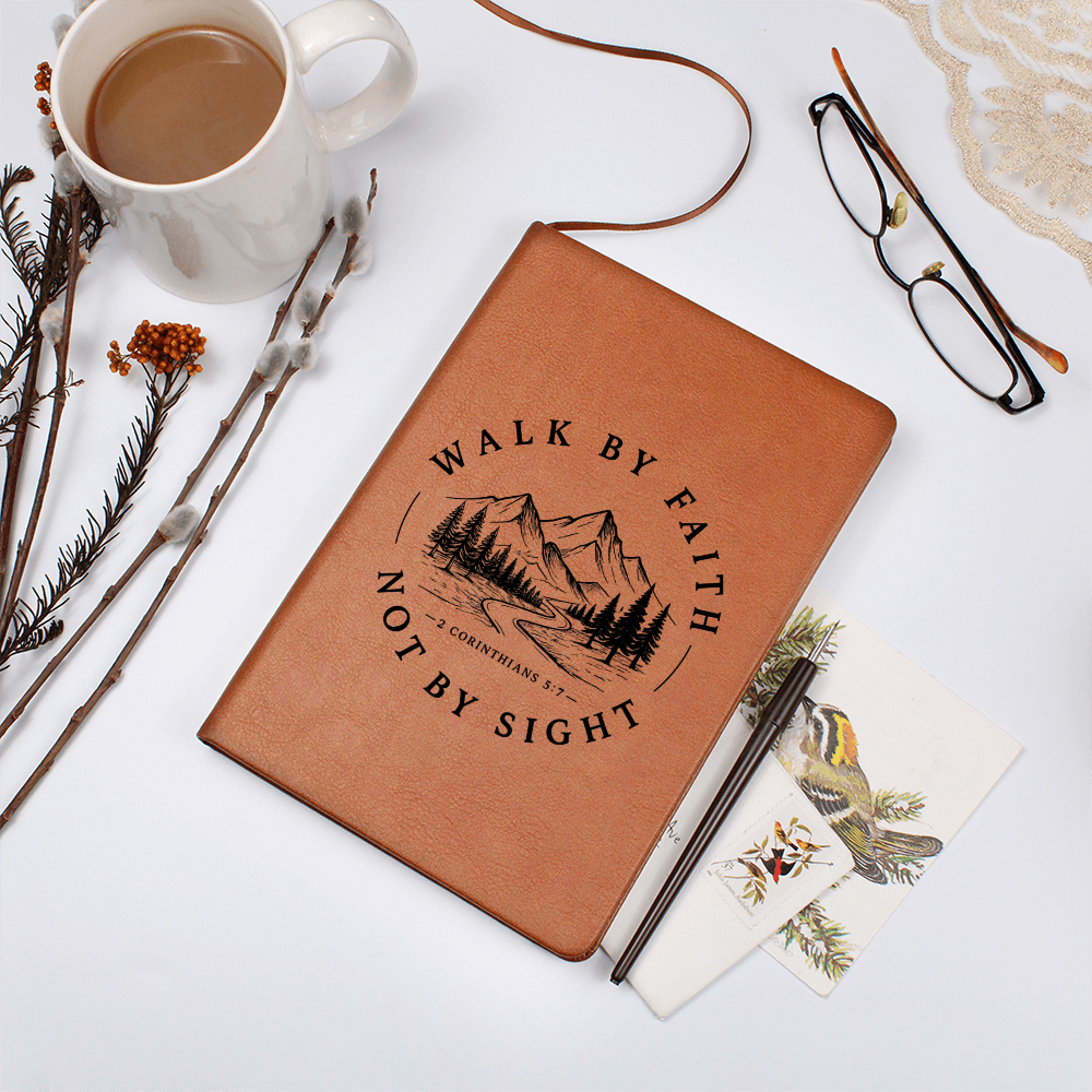 Walk By Faith Christian Journal | Faith-Based Vegan Leather Notebook