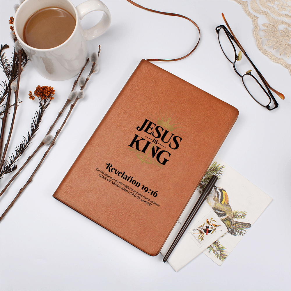 Jesus Is King Christian Journal | Faith-Based Vegan Leather Notebook