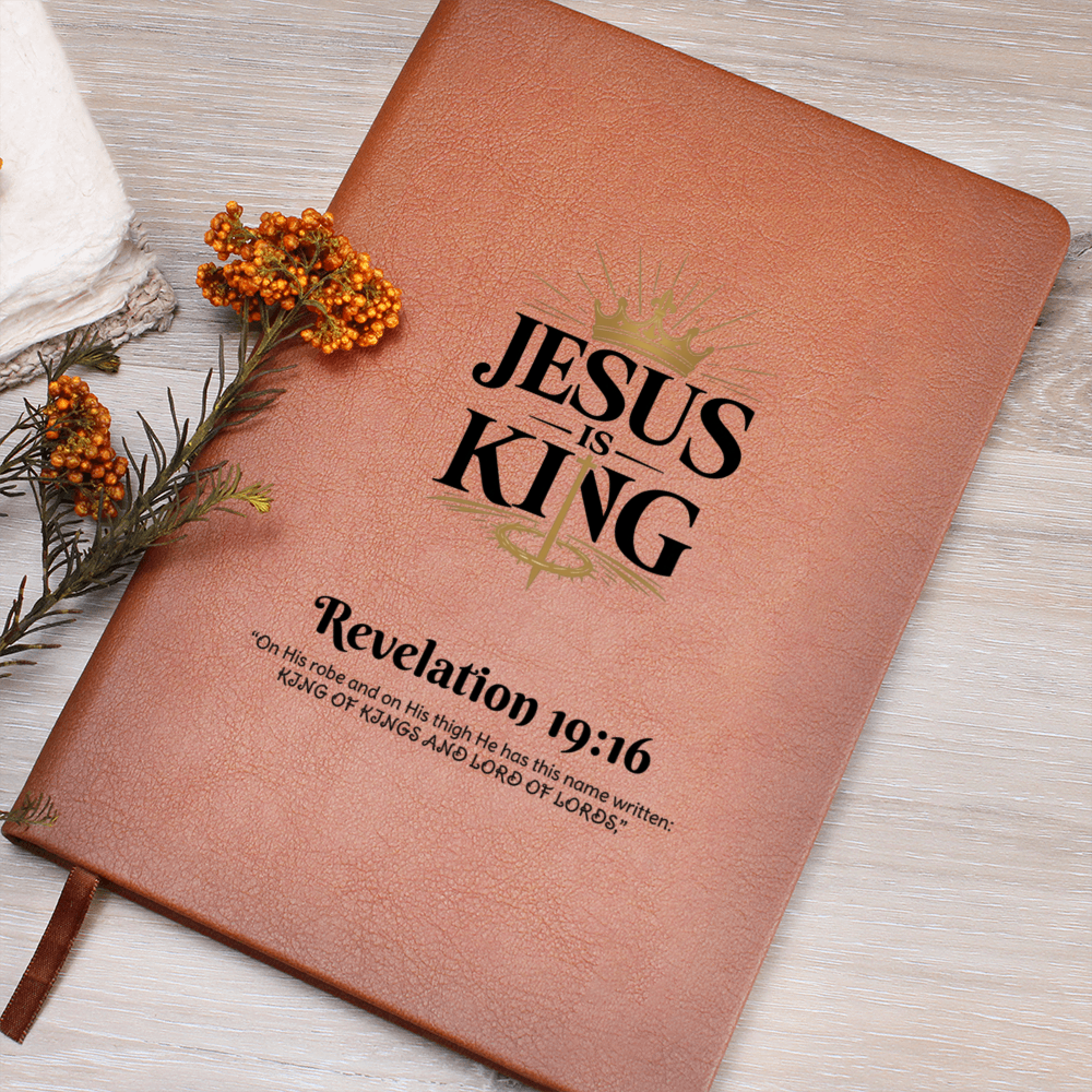 Jesus Is King Christian Journal | Faith-Based Vegan Leather Notebook