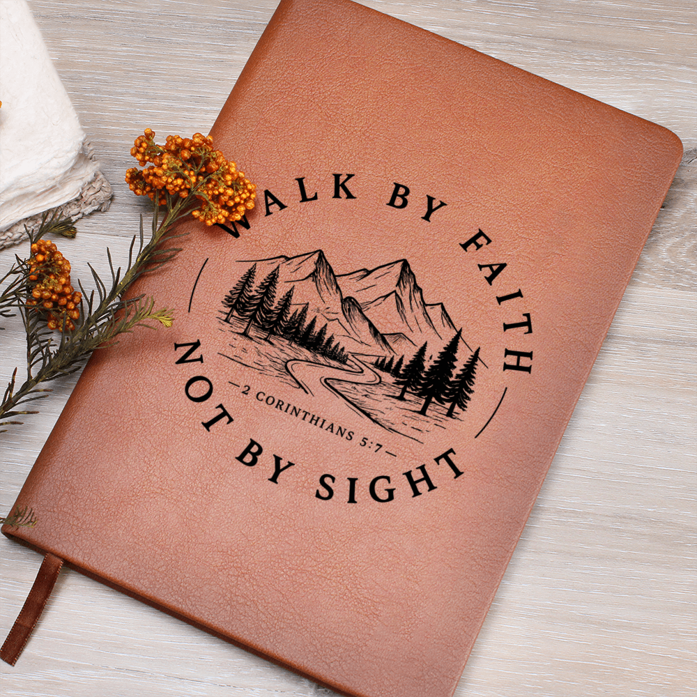 Walk By Faith Christian Journal | Faith-Based Vegan Leather Notebook