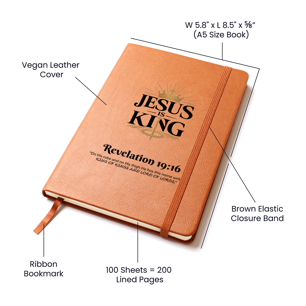 Jesus Is King Christian Journal | Faith-Based Vegan Leather Notebook
