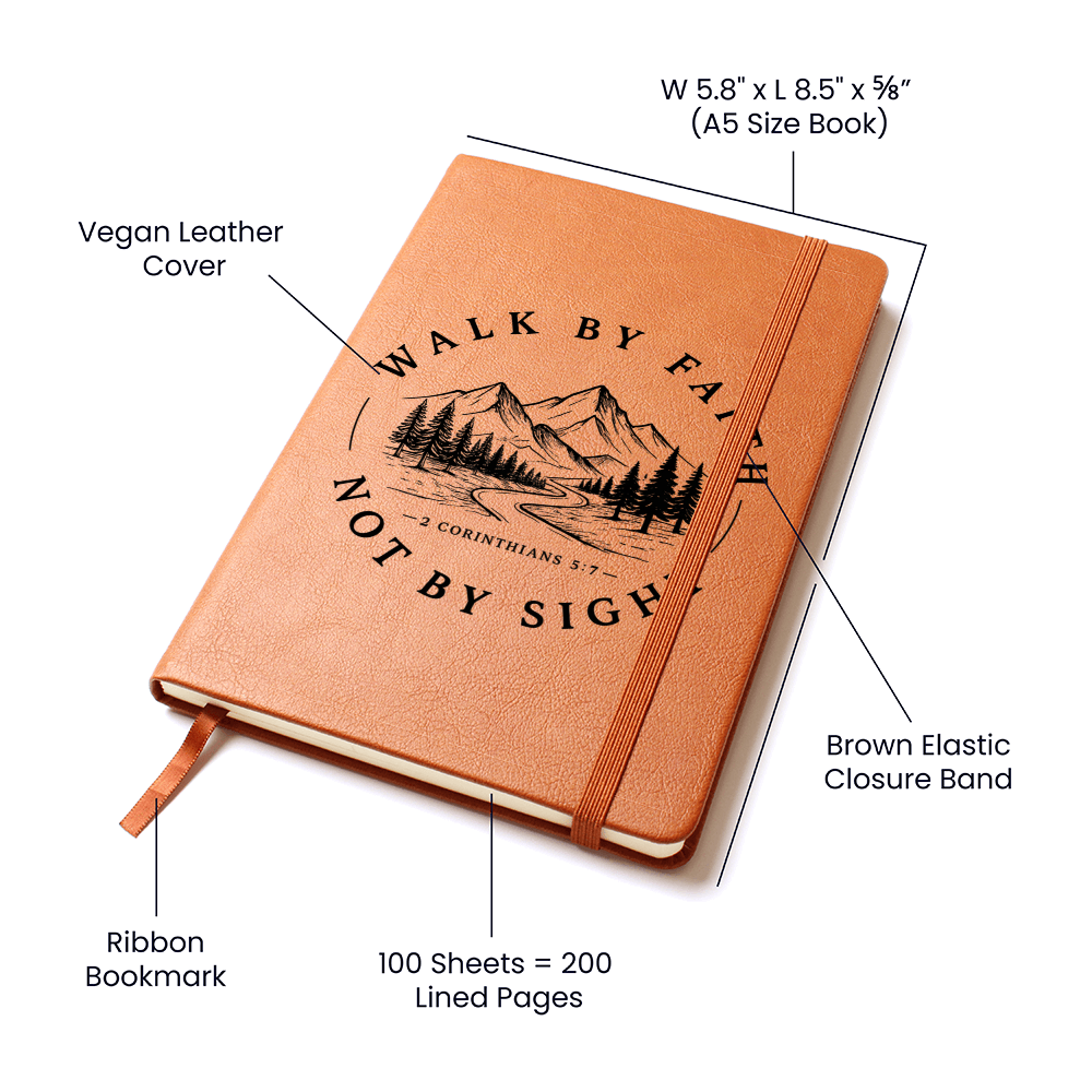 Walk By Faith Christian Journal | Faith-Based Vegan Leather Notebook