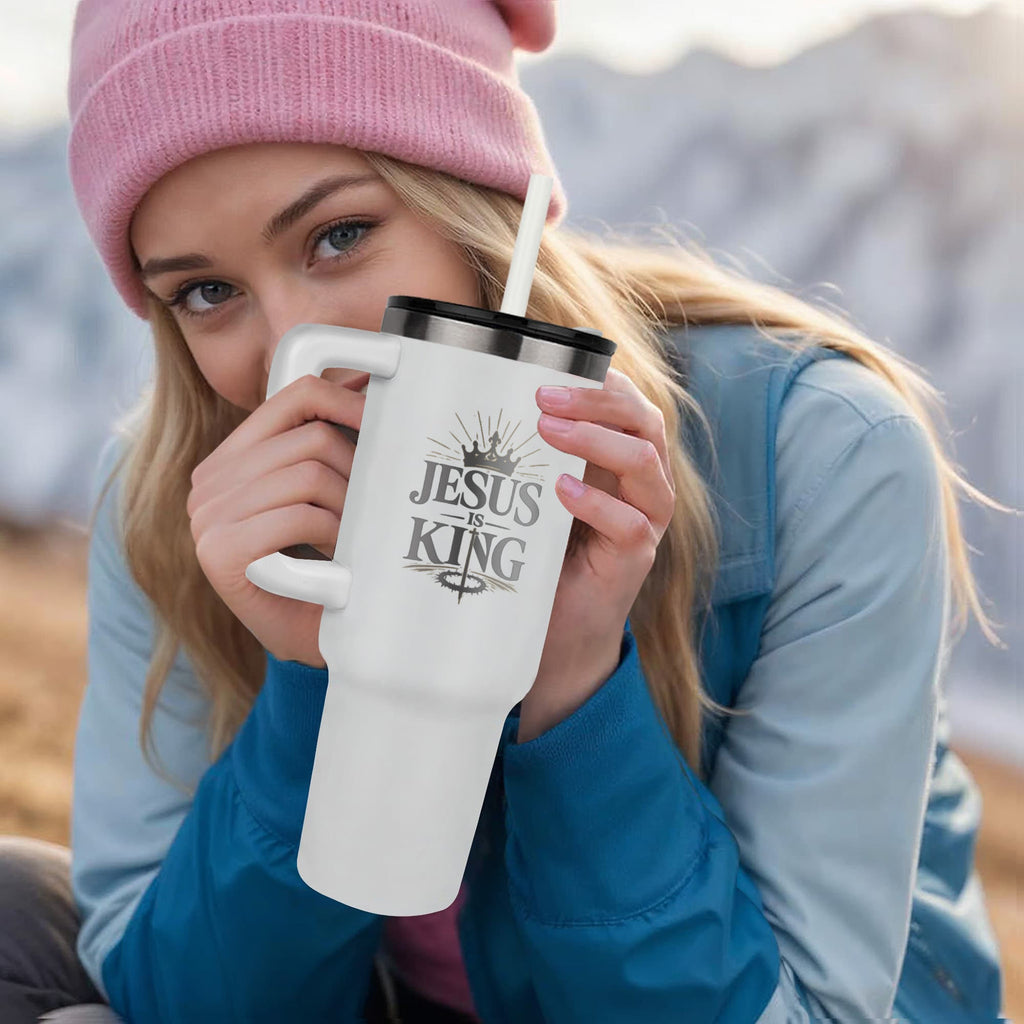 Jesus Is King Christian Tumbler | Faith-Based Stainless Steel Travel Mug