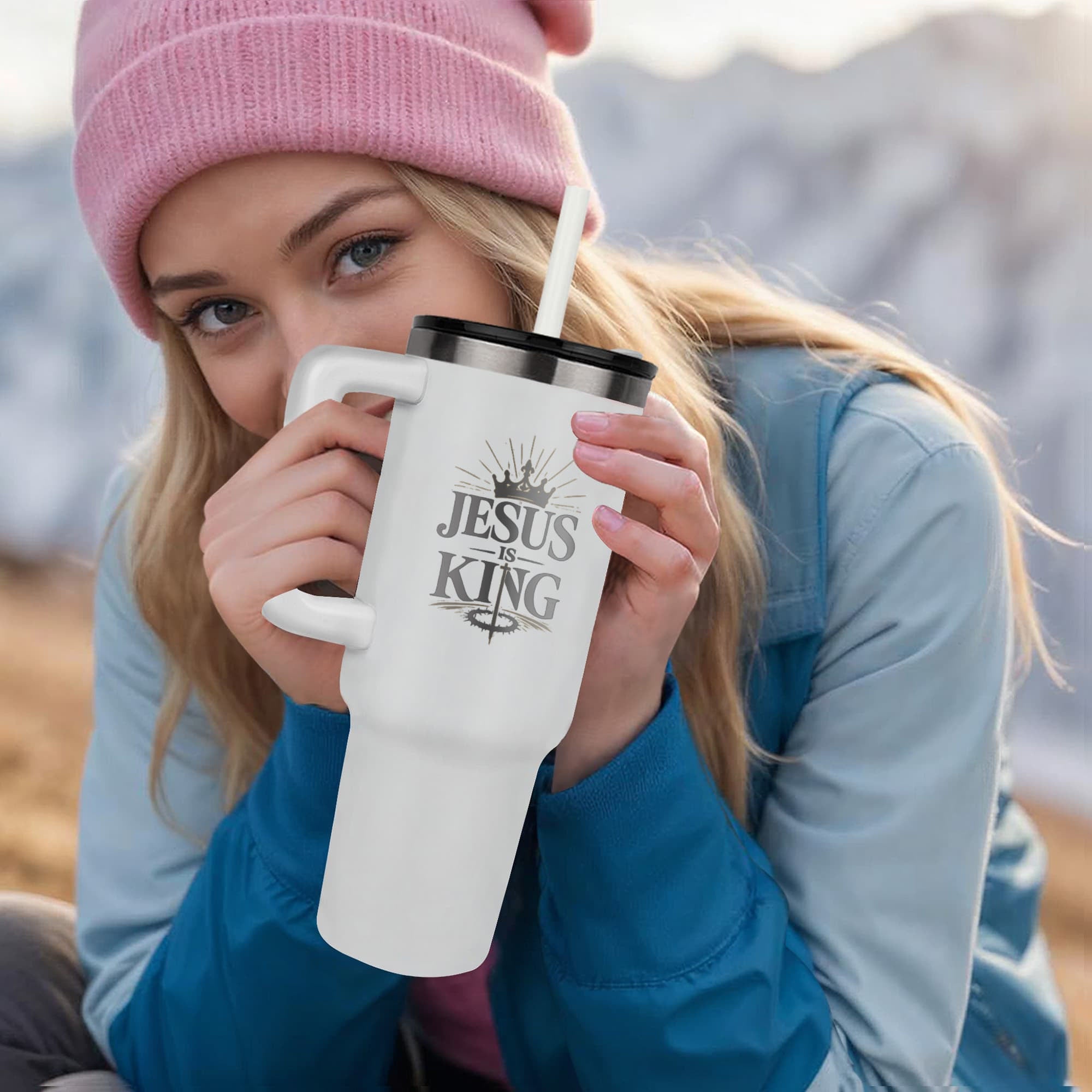 Jesus Is King Christian Tumbler | Faith-Based Stainless Steel Travel Mug