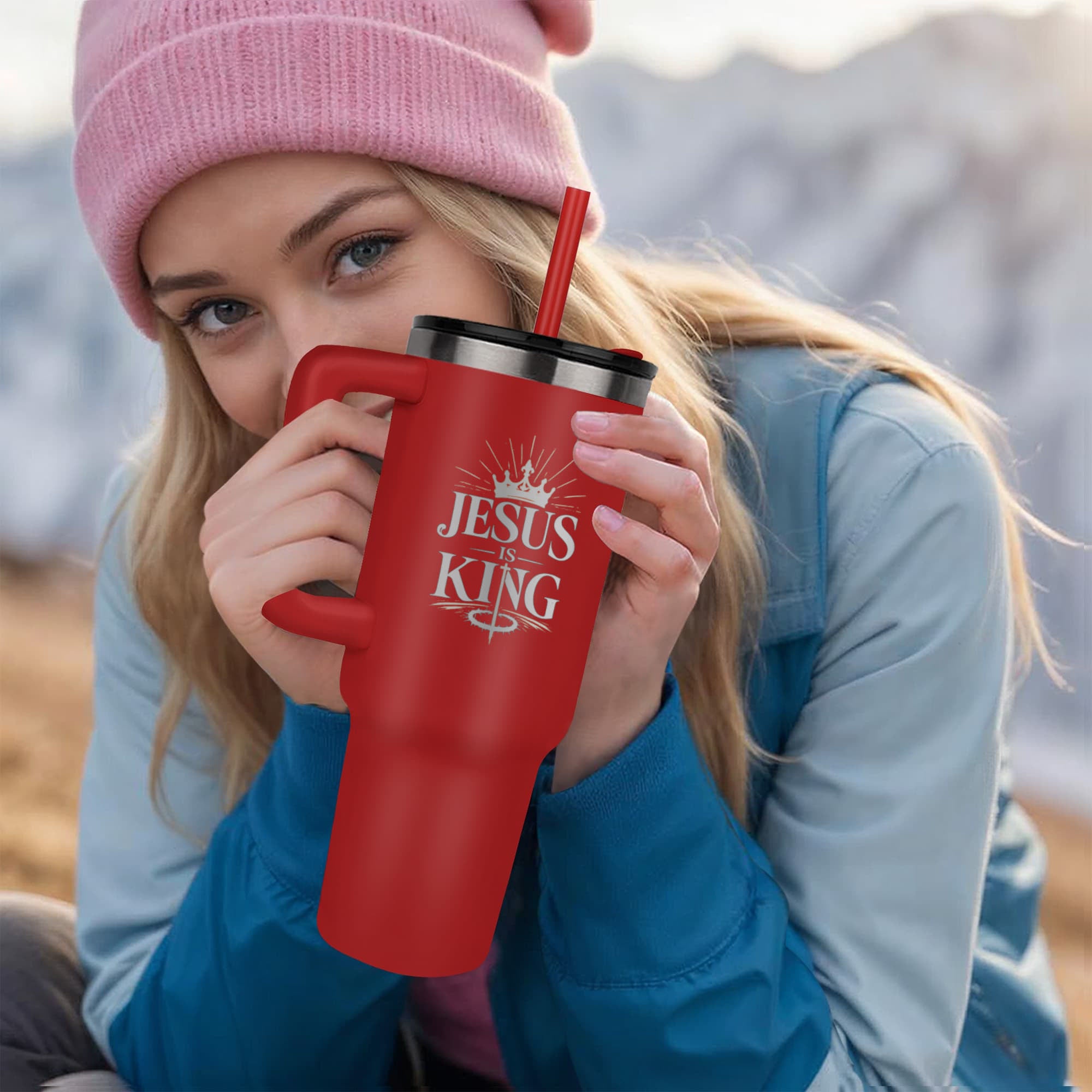 Jesus Is King Christian Tumbler | Faith-Based Stainless Steel Travel Mug