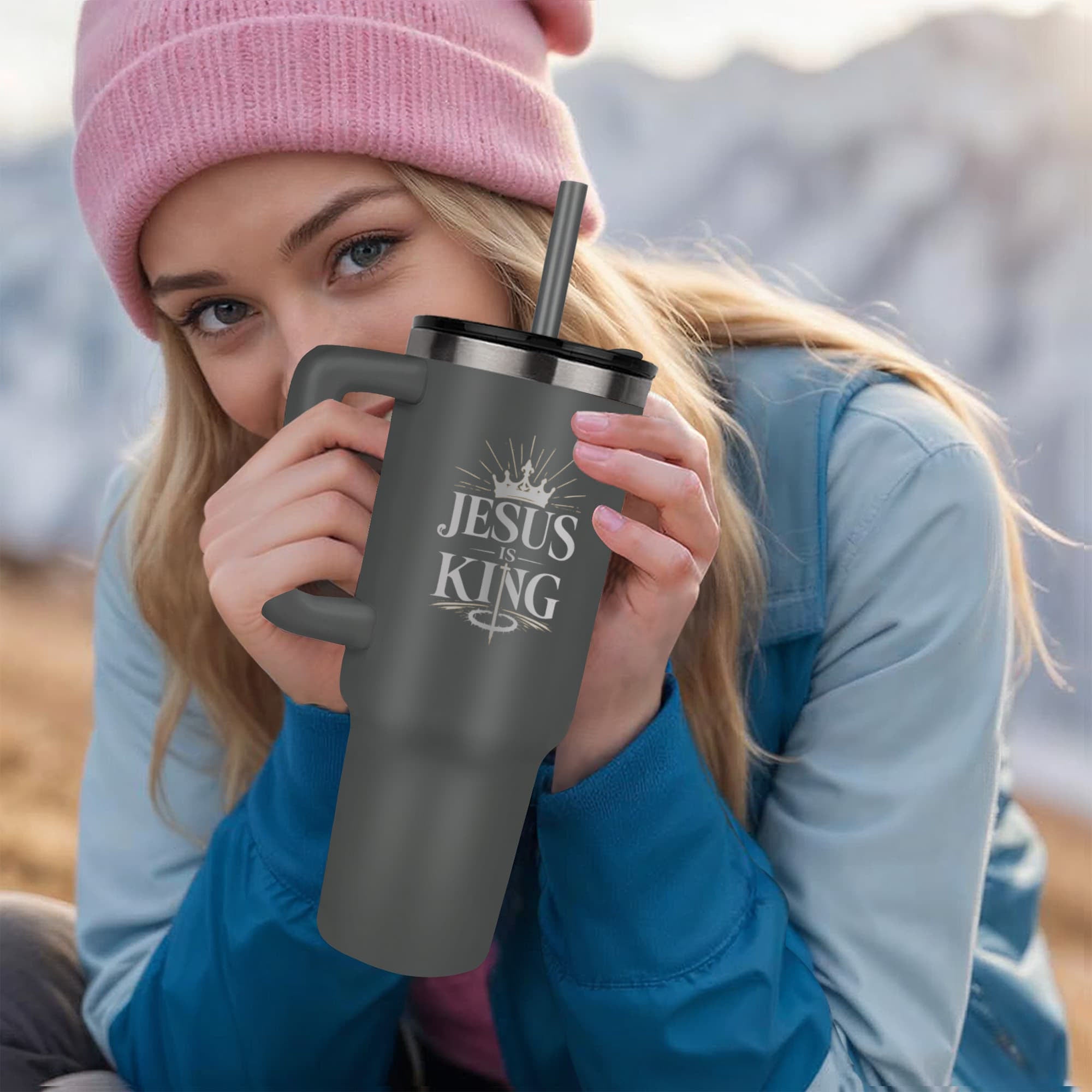 Jesus Is King Christian Tumbler | Faith-Based Stainless Steel Travel Mug